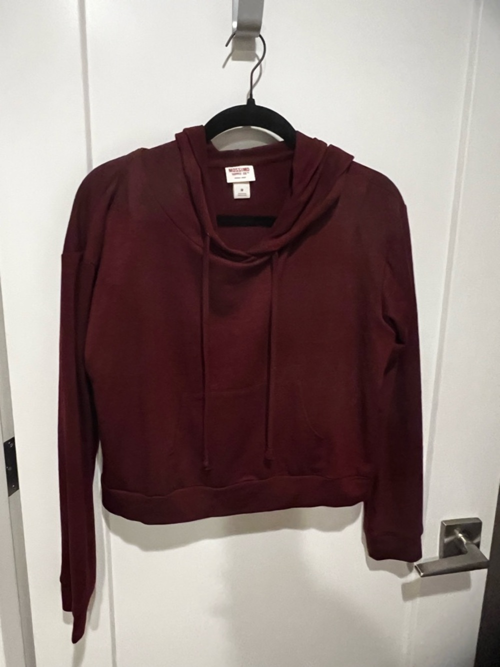 Mossimo Supply Co. Maroon Cropped Hooded Sweatshirt